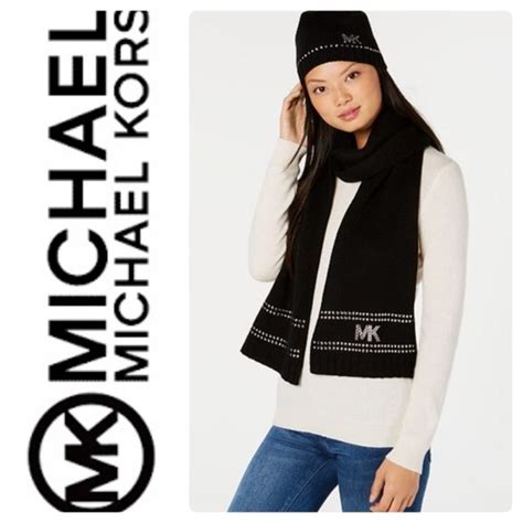 michael michael kors studded wool blend scarf|Michael Kors hats for women.